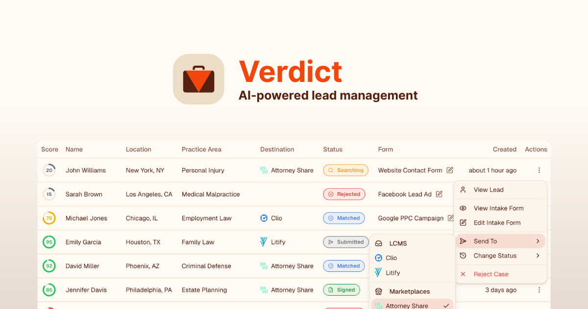 Verdict - AI-Powered Legal Lead Management
